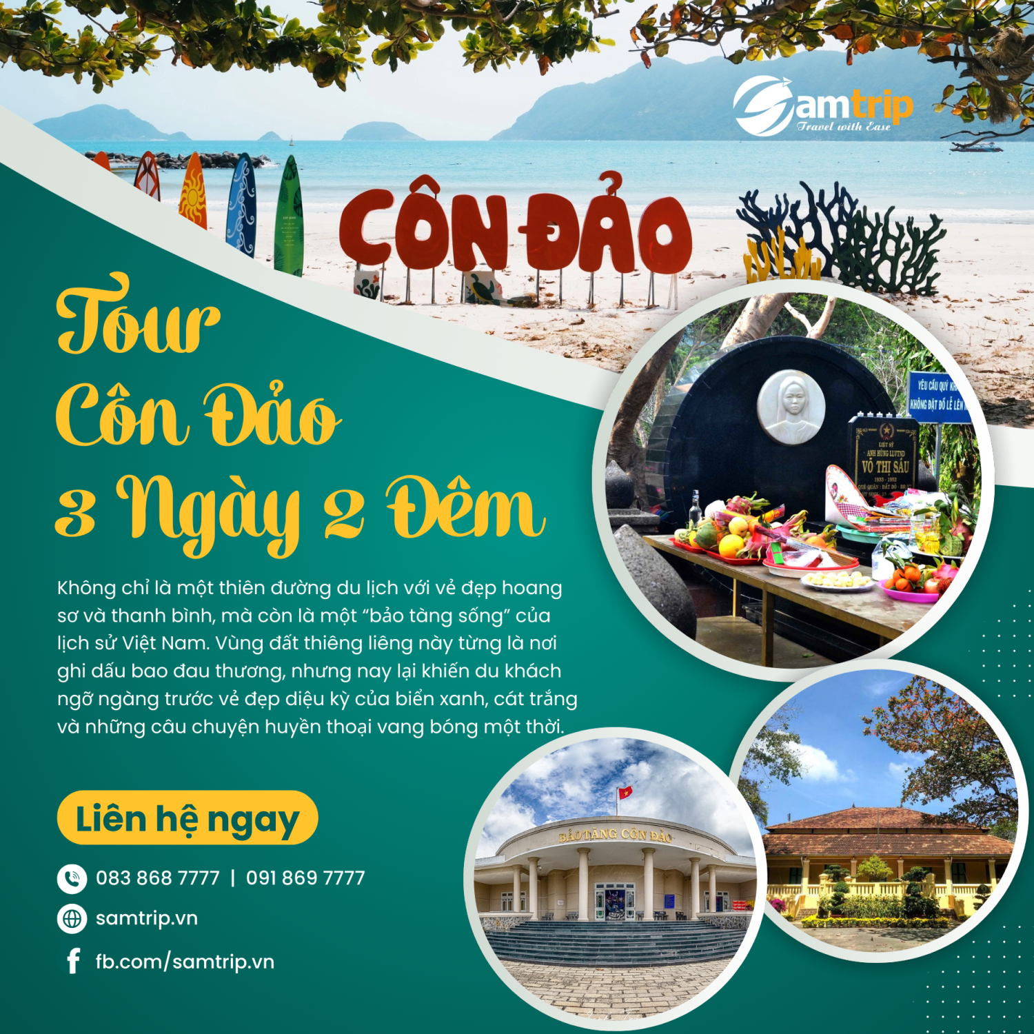 Tour CÔN ĐẢO – 3 Ngày 2 Đêm - Lịch sử oai hùng, vẻ đẹp nguyên sơ